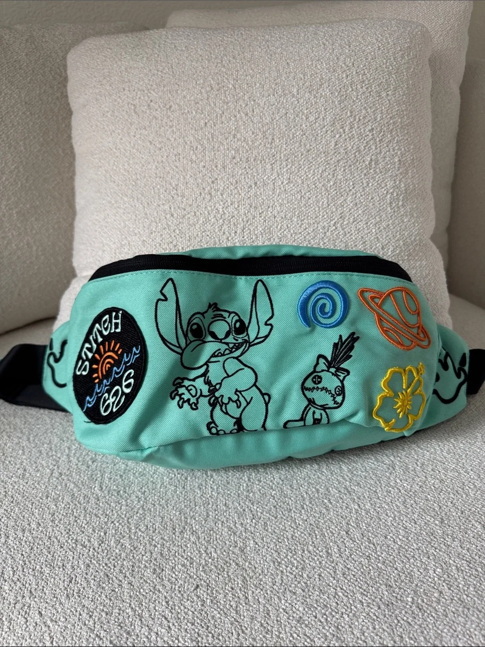 Disney Mint Green Kids Fanny Pack with Stitch Embroidery
